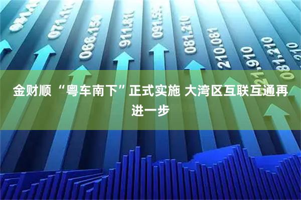 金财顺 “粤车南下”正式实施 大湾区互联互通再进一步